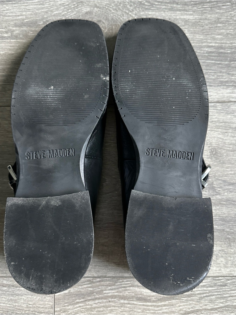 Steve Madden Delancy Black Leather Mary Jane Square Toe Buckle Flat Shoes sz 9M - Picture 11 of 11